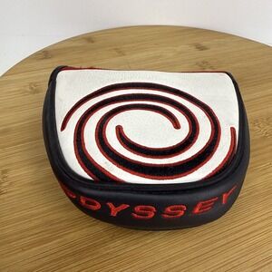 Odyssey Mallet Putter Headcover White Black Red Leather Magnetic Golf Club Cover
